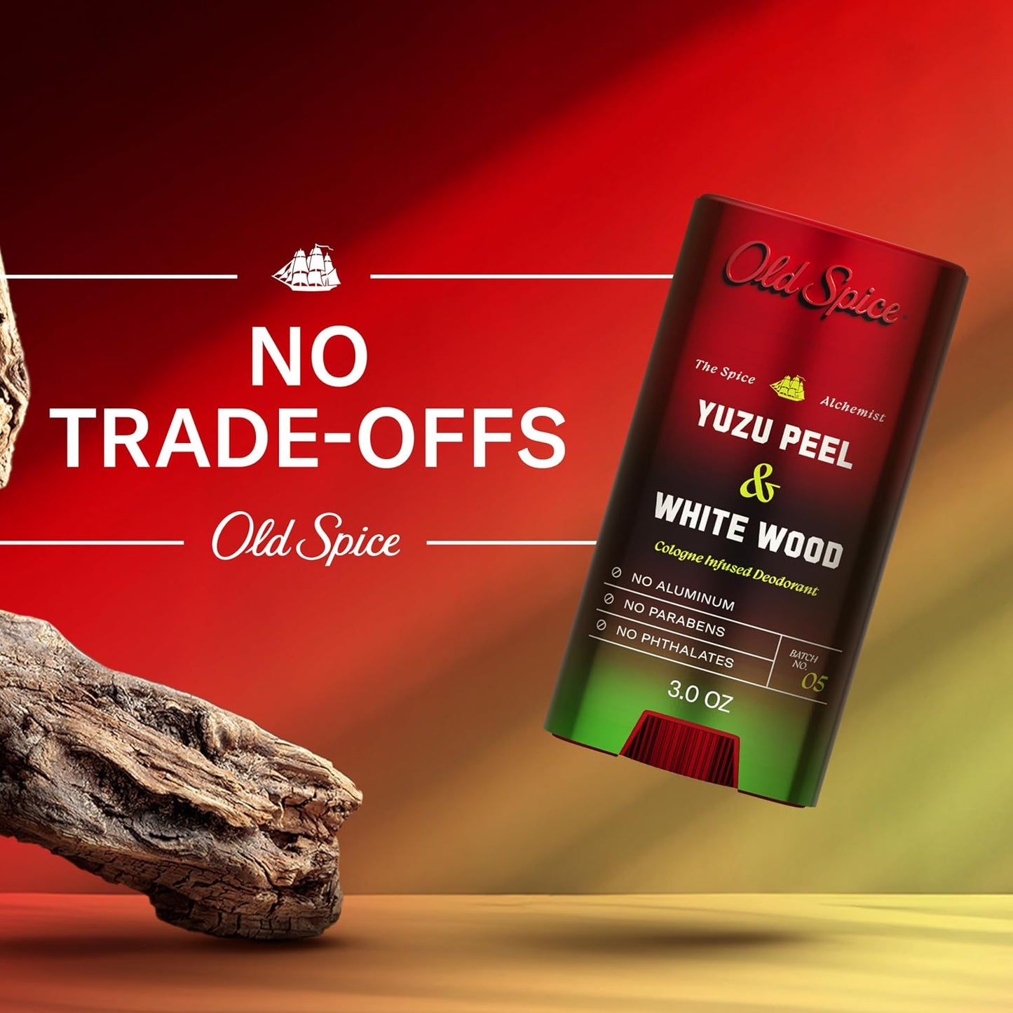 Old Spice Aluminum Free Deodorant for Men, The Spice Alchemist Collection, 24/7 Cologne Infused Scent, No Trade Off Formula, Free of Parabens & Phthalates, Yuzu Peel + White Wood Scent, 3.0 oz