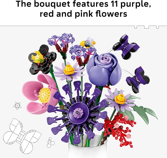LEGO Botanicals Olivia Rodrigo's Flower Bouquet 11507 | Building Toys for Girls & Boys, Ages 9+, Bedroom Decor for Fans, Artificial Flowers, 400 pieces, Gift for Birthdays