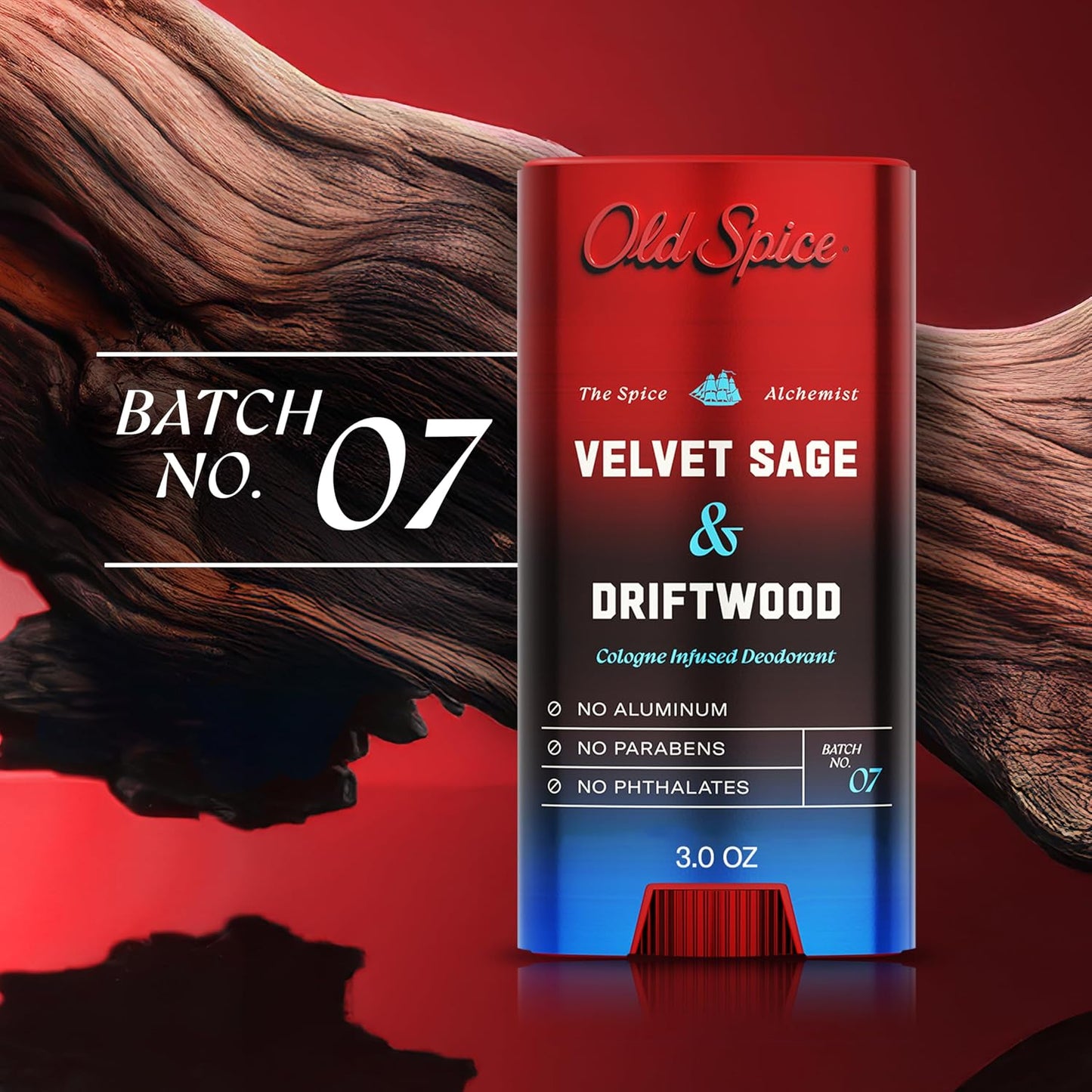 Old Spice Aluminum Free Deodorant for Men, The Spice Alchemist Collection, 24/7 Cologne Infused Scent, No Trade Off Formula, Free of Parabens & Phthalates, Velvet Sage + Drift Wood Scent, 3.0 oz