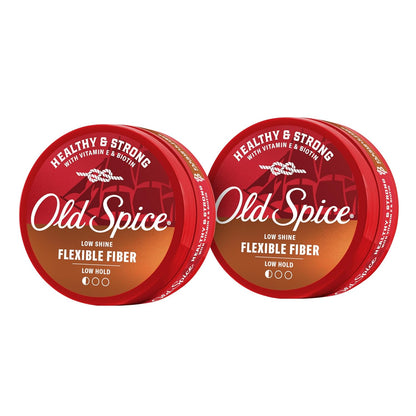 Old Spice Flexible Fiber for Men, Healthy & Strong with Vitamin E & Biotin, Men's Hair Styling Fiber, Low Hold, Low Shine, 2.22 oz, Twin Pack