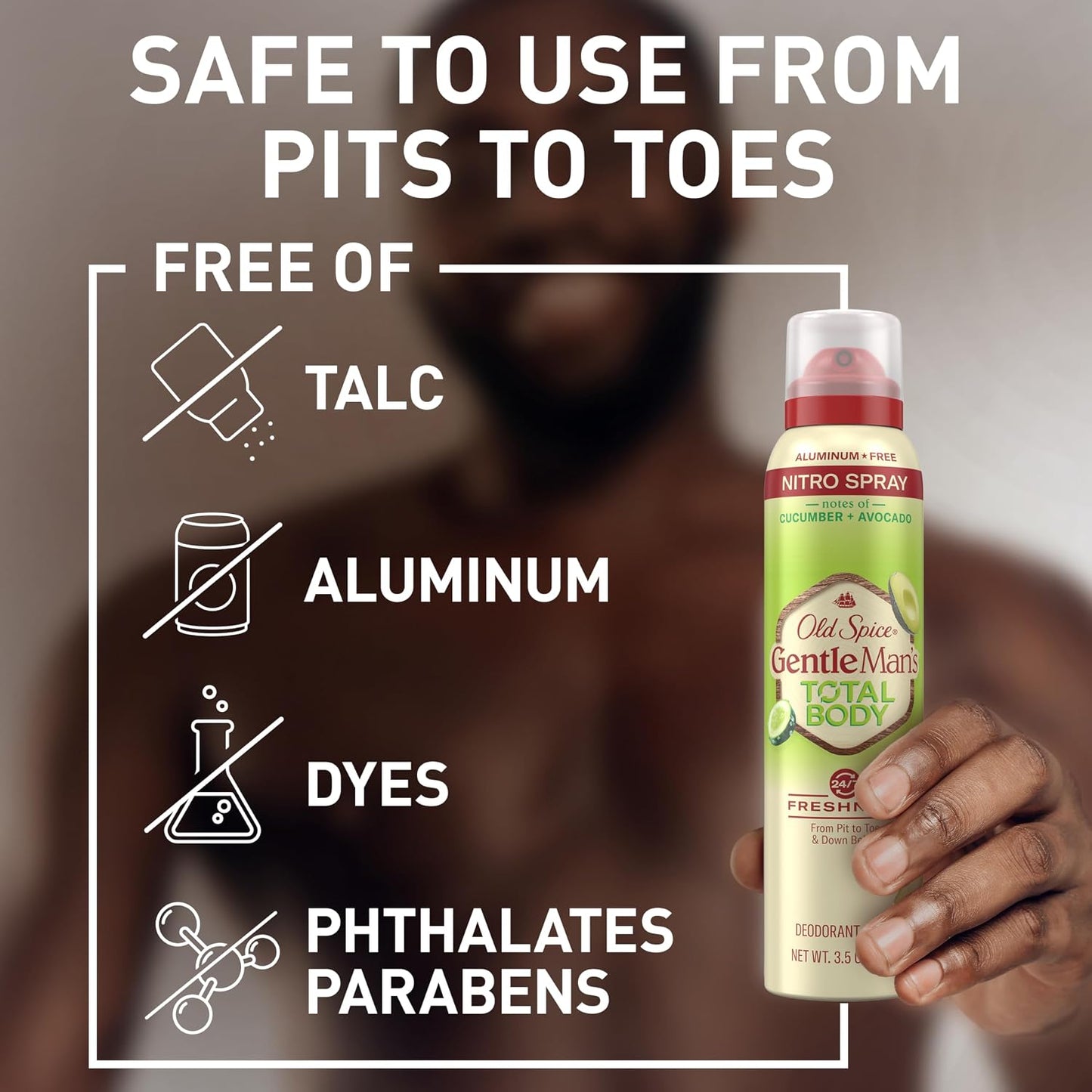 Old Spice Whole Body Deodorant Spray for Men, Aluminum Free, Cucumber + Avocado Scent, 24/7 Odor Protection, 24/7 Lasting Freshness, Dermatologist Tested, Gentle on Skin, Safe to Use All Over, 3.5 oz