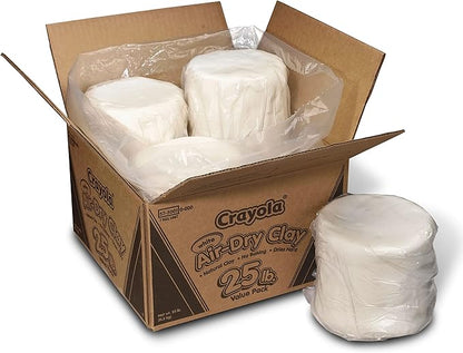 Crayola Air Dry Clay for Kids - White, 25lbs, Teacher Wishlist Supplies, Classroom Must Haves, Bulk Modeling Clay for Kids, No Bake, Sculpting & Molding Material | Classroom Must Haves, Bulk Modeling Clay for Kids, No Bake, Sculpting & Molding Material