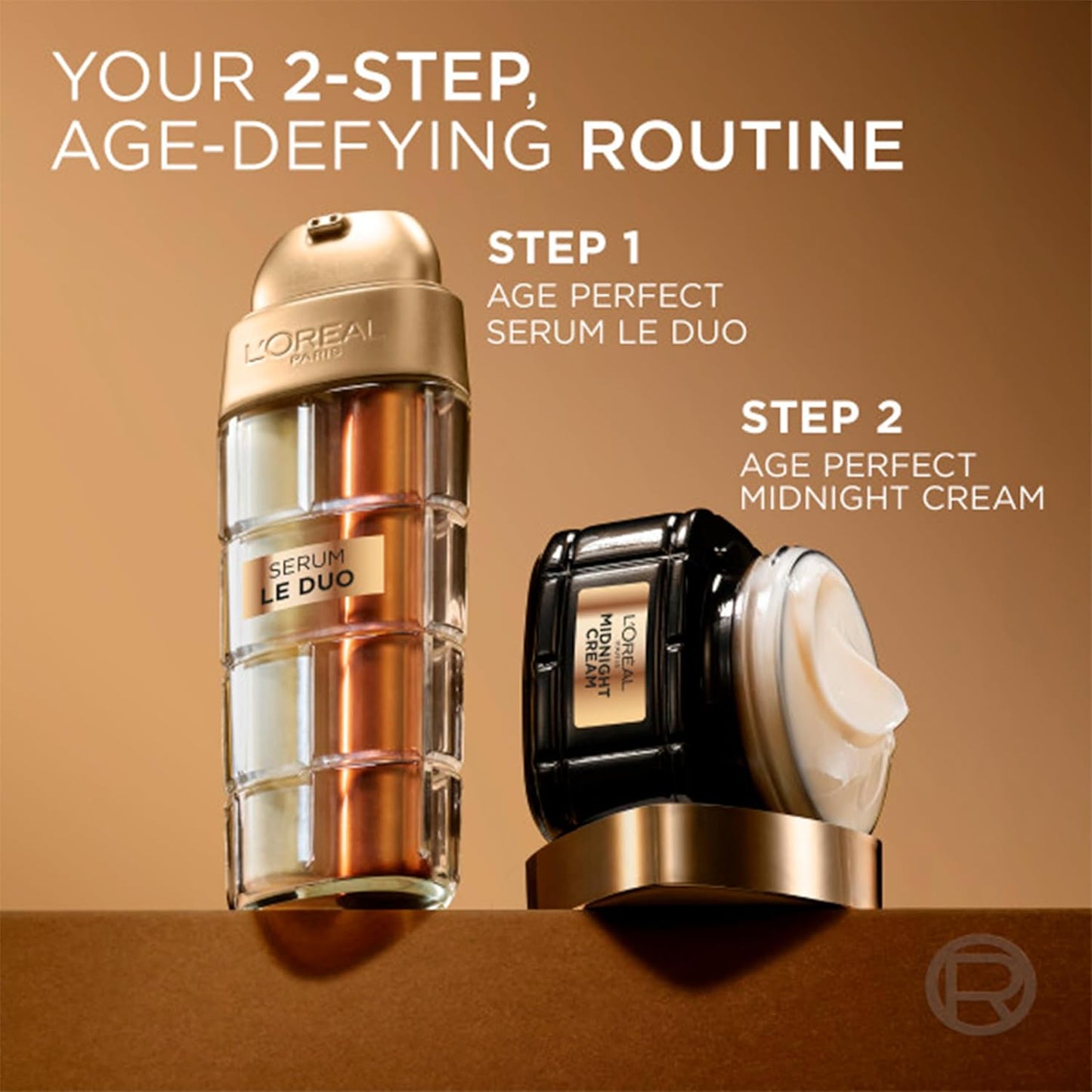 L'Oreal Paris Age Perfect Serum Le Duo, Brightening, Firming and Anti-Aging Serum for Face with Collagen Peptide, Niacinamide, Vitamin C and B3, 1 fl oz + Sample