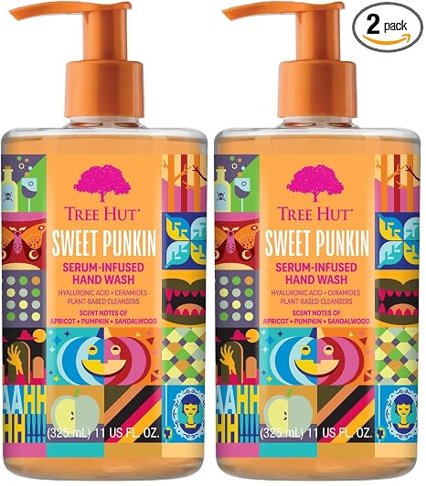 Tree Hut Sweet Punkin Serum Infused Hand Wash | Nourish & Hydrate Hands with Strengthening Skin Care | Long Lasting Scent | Cleanse & Lock in Moisture | 11 fl oz. (Pack of 2)