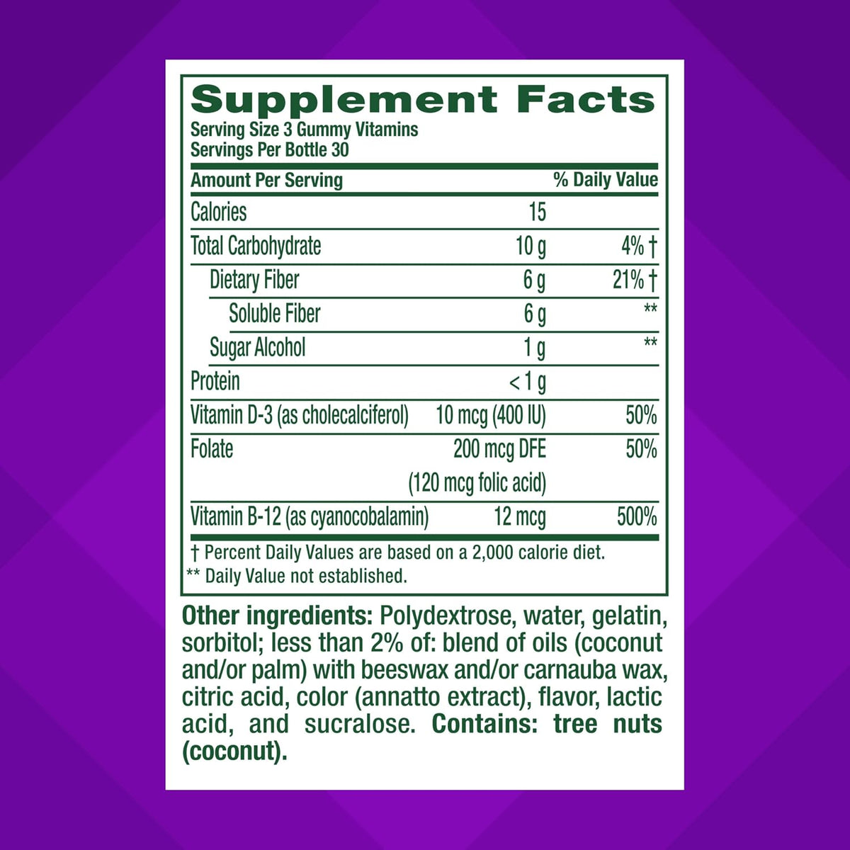 Vitafusion GLP-1 Support Fiber Plus Vitamins D,B12 and Folate Gummy Vitamins,Citrus Flavor,Sugar Free,30 Day Supply,90 Count (Pack of 2)