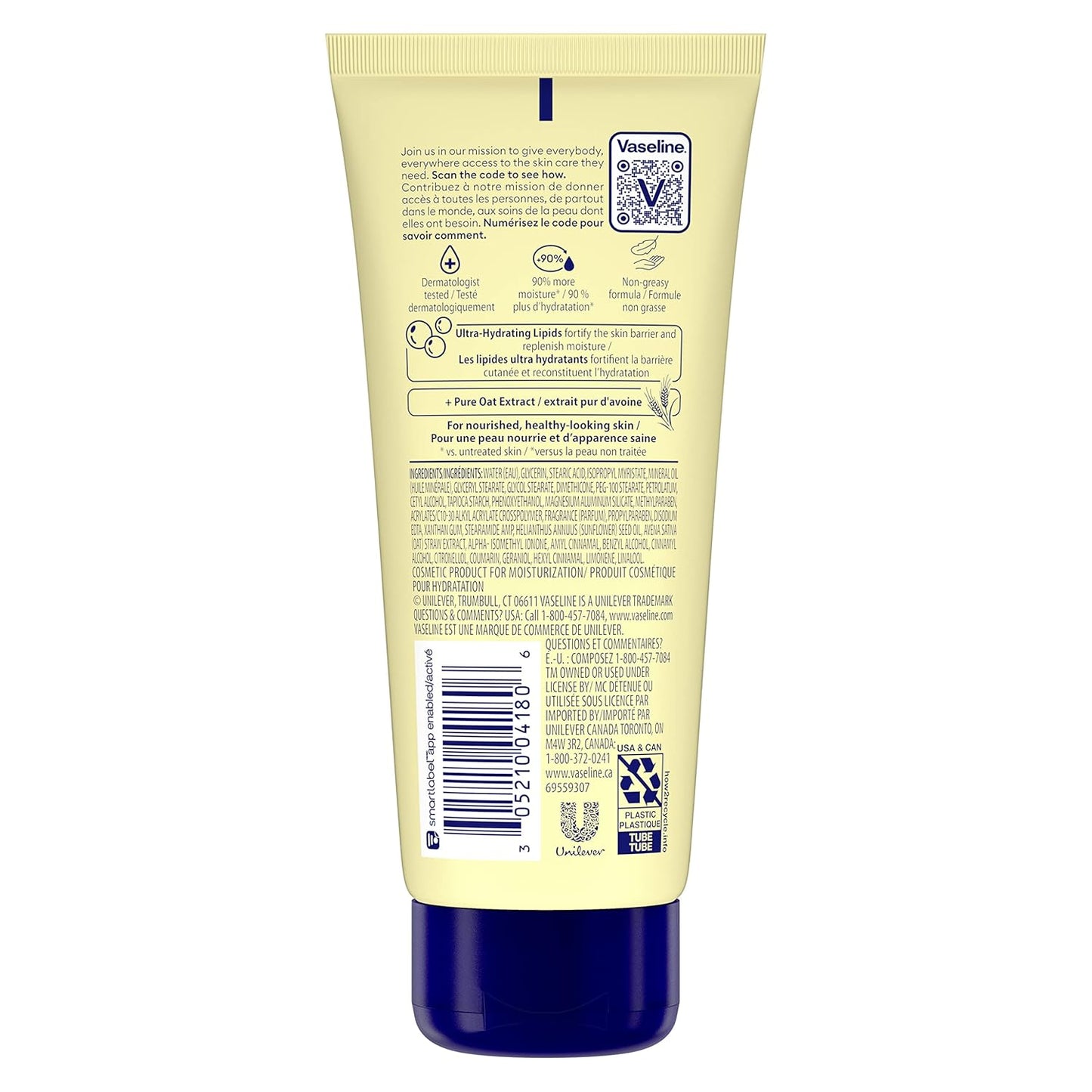 Vaseline Nourishing Moisture Body Lotion Hand & Body Lotion Pack of 12 for Dry Skin made with Ultra-Hydrating Lipids & Pure Oat Extract 3.4 oz