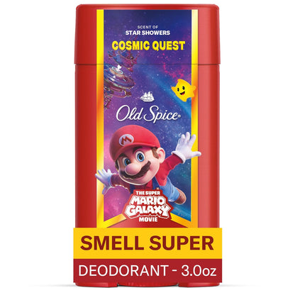 Old Spice Aluminum Free Deodorant for Men, Old Spice x The Super Mario Galaxy Movie, 24/7 Lasting Freshness, Lasting Odor Protection, Smell Super with Cosmic Quest, Star Showers Scent, 3.0 oz