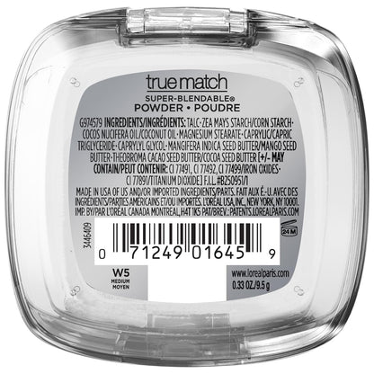 L'Oreal Paris True Match Super Blendable Oil Free Foundation Powder, W5 Medium, 0.33 oz Packaging May Vary