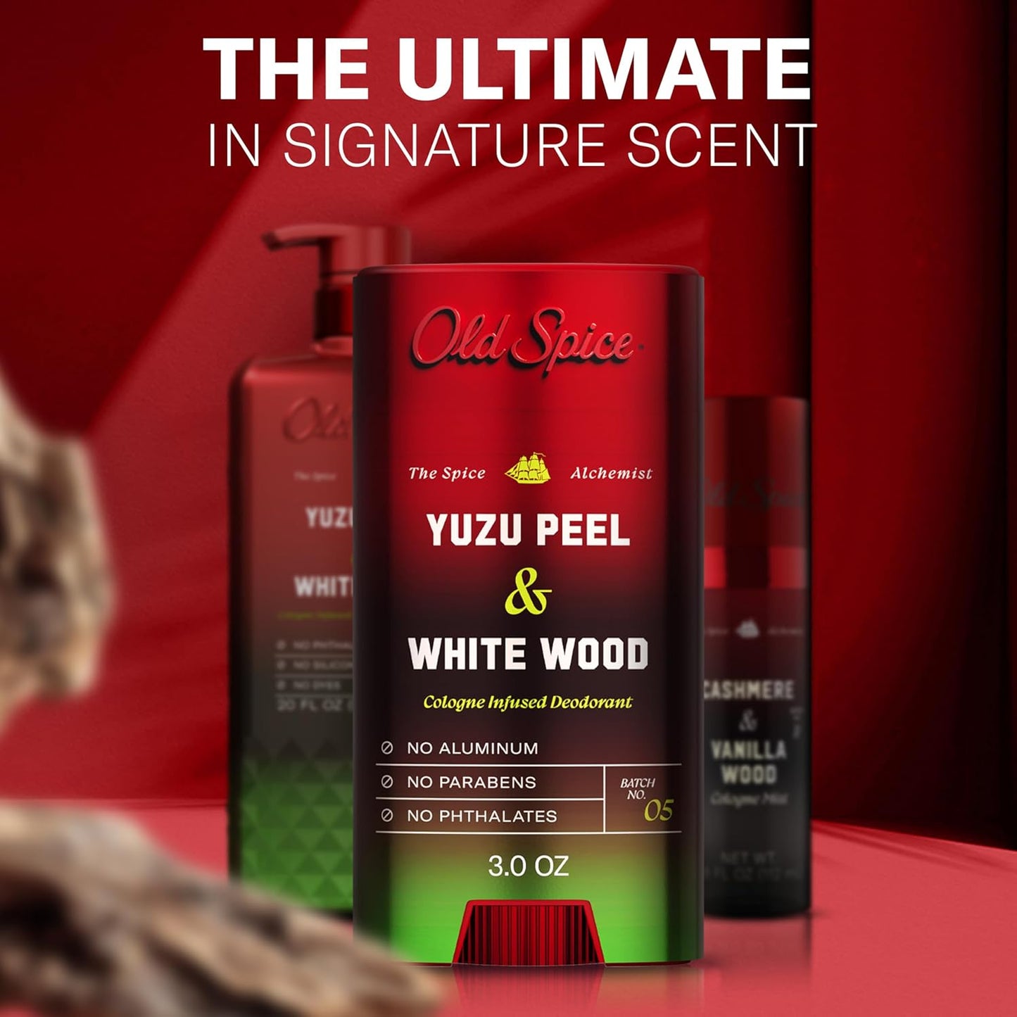 Old Spice Aluminum Free Deodorant for Men, The Spice Alchemist Collection, 24/7 Cologne Infused Scent, No Trade Off Formula, Free of Parabens & Phthalates, Yuzu Peel + White Wood Scent, 3.0 oz