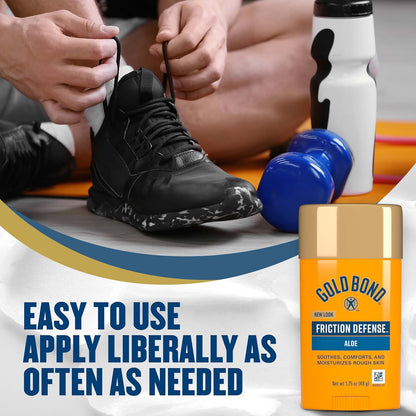 Gold Bond Friction Defense Stick, Anti Chafing Stick with Aloe, 1.75 oz. | Anti-chafing stick to soothe, comfort & moisturize chafed skin, arm, chest, bra lines, thigh, skin rolls