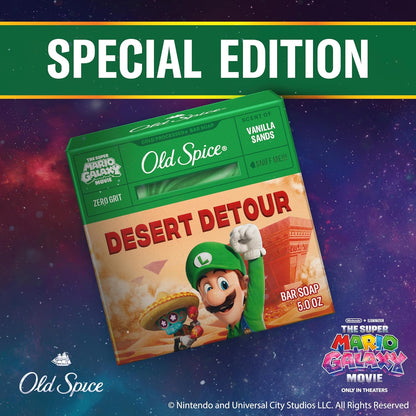 Old Spice Bar Soap for Men, x The Super Mario Galaxy Movie, Cold Pressed with Grit, Made with Natural Oils & Plant Based Cleanser, Vanilla Sands with Warm Vanilla & Cream Scent, 5.0 oz