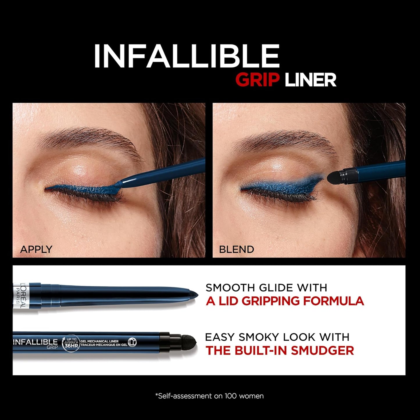 L'Oreal Paris Infallible Grip Mechanical Gel Eyeliner Pencil, Smudge-Resistant, Waterproof Eye Makeup with Up to 36HR Wear, Blue Jersey, 0.01 Oz