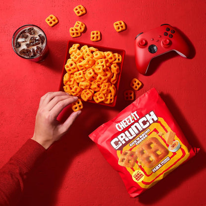 Cheez-It Crunch Cheesy Baked Snacks, Lunch Snacks, Kick'n Nacho Cheese (6 Bags)