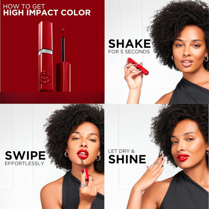 L'Oreal Paris Infallible Lacque Resistance Liquid Lipstick, 16HR Long Lasting Lip Makeup with Lacquer-Like Shine and Zero Transfer, 420, Le Rouge Paris
