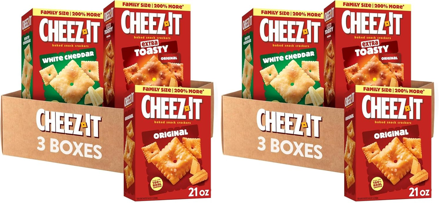 Cheez-It Cheese Crackers, Baked Snack Crackers, Lunch Snacks, Family Size, Variety Pack,(Pack of 6)