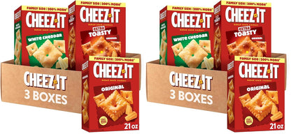 Cheez-It Cheese Crackers, Baked Snack Crackers, Lunch Snacks, Family Size, Variety Pack,(Pack of 6)