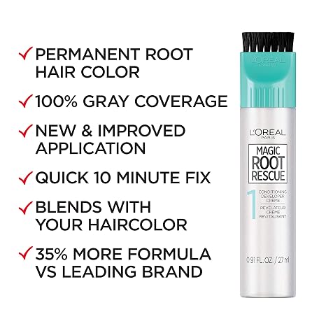 L'Oreal Paris Magic Root Permanent Hair Color Kit, 100% Gray Hair Coverage In Just 10 Minutes, Precision Brush Applicator for Seamless Application, 6 Light Brown (2 Count)