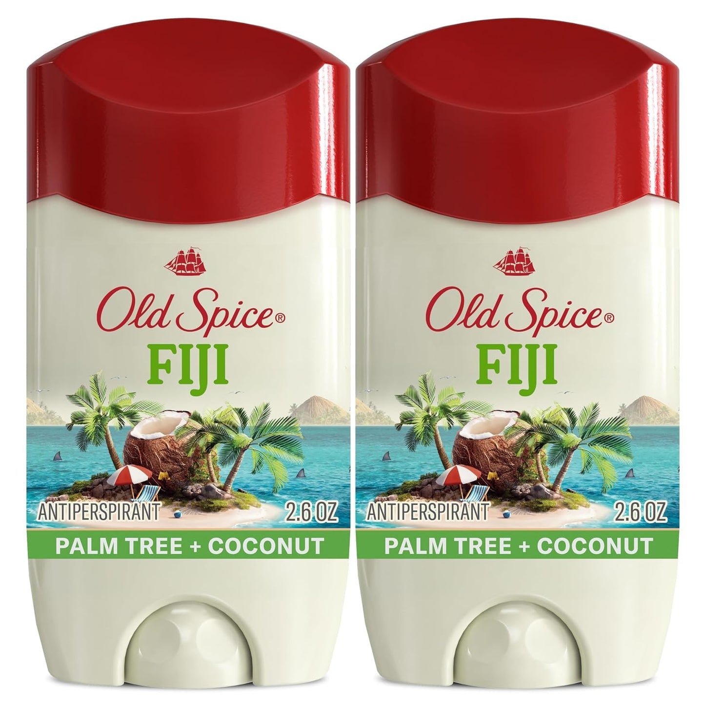 Old Spice Dry Feel Antiperspirant Deodorant for Men, 24/7 Sweat & Odor Protection, Gentle on Skin with Skin Conditioners, Dry Feel Stick, Fiji with Palm Tree + Coconut Scent, 2.6 oz (Pack of 2)