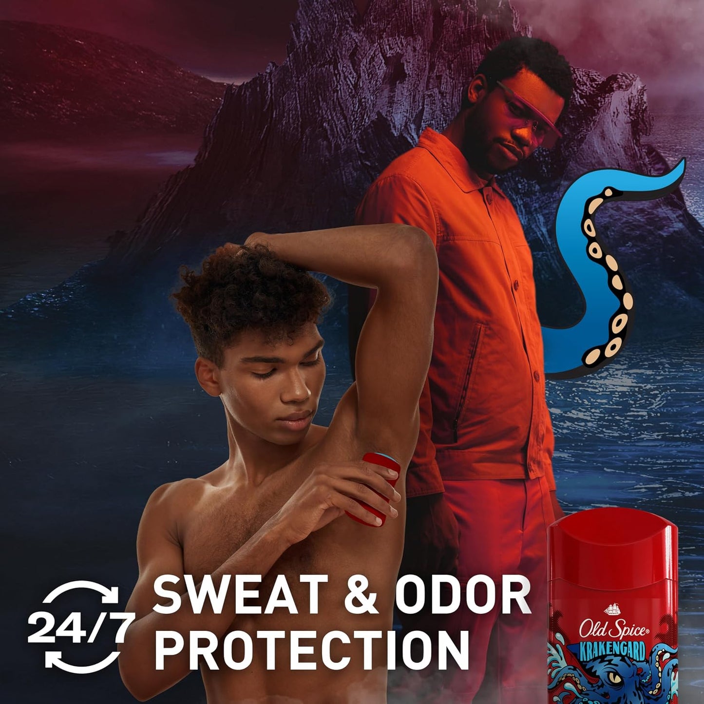 Old Spice Aluminum Free Deodorant for Men, 24/7 Odor Protection, 24/7 Freshness & Lasting Scent, Goes on Clear, Krakengard with Deep Ocean Scent, 2.6 oz