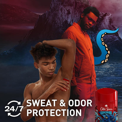 Old Spice Aluminum Free Deodorant for Men, 24/7 Odor Protection, 24/7 Freshness & Lasting Scent, Goes on Clear, Krakengard with Deep Ocean Scent, 2.6 oz