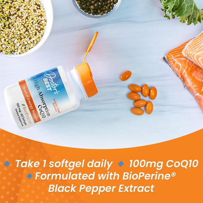 Doctor's Best High Absorption CoQ10 with BioPerine Supplement, 60 Softgels