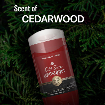 Old Spice Aluminum Free Deodorant for Men, 24/7 Odor Protection, 24/7 Freshness & Lasting Scent, Goes on Clean, Swagger with Cedarwood Scent, 3.0 oz (Pack of 2)