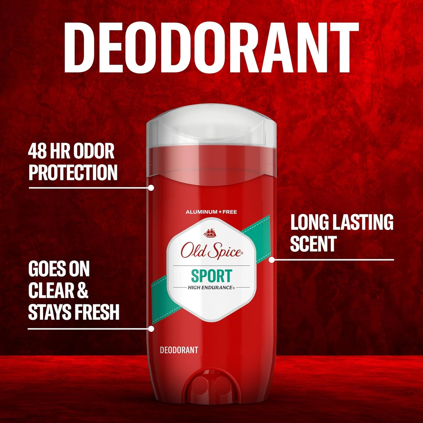 Old Spice Aluminum Free Deodorant For Men, High Endurance, 24/7 Sweat Defense to Eliminate Odors, 24/7 Freshness & Lasting Scent, Pure Sport Scent, 3.4 oz (Pack of 2)