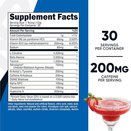 Nutricost Pre-Workout Powder (Strawberry Margarita) 30 Servings, Vegetarian