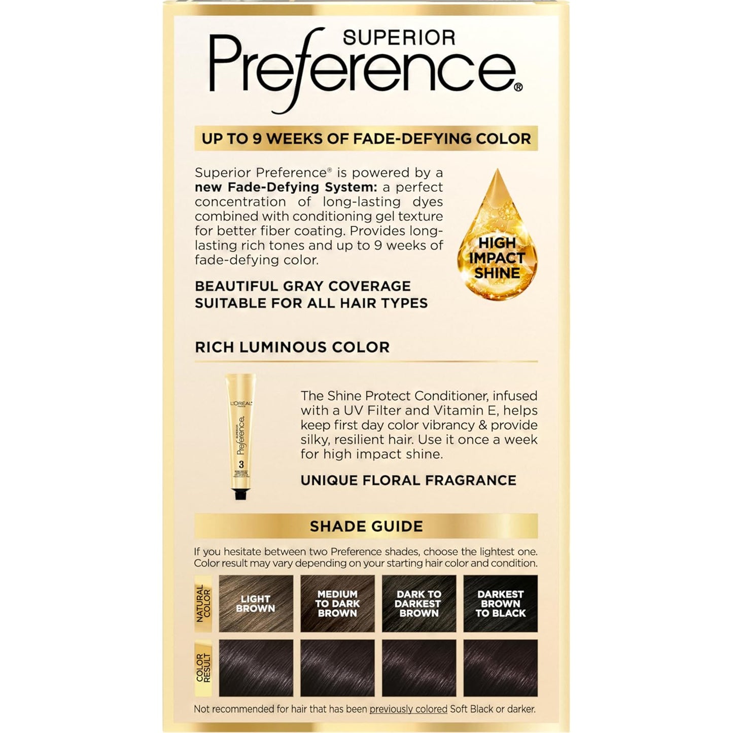L'Oreal Paris Superior Preference Luminous Fade-Defying Permanent Hair Color, Hair Dye For Up to 9 Weeks of Radiance, Cool Darkest Brown 3C, 1 Hair Dye Kit