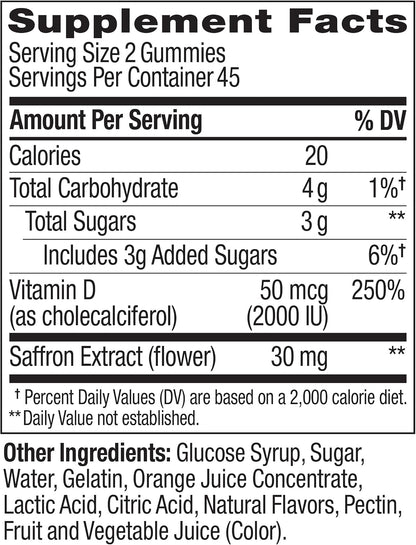 OLLY Hello Happy, Mood Support Gummies for Adults*, Vitamin D - 90 Count