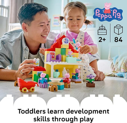 LEGO DUPLO Peppa Pig Family House - Building Toy for Toddlers, Ages 2+ - Sensory Toy for Girls & Boys - W/ 5 Figures - Birthday Gifts for Kids - 10467