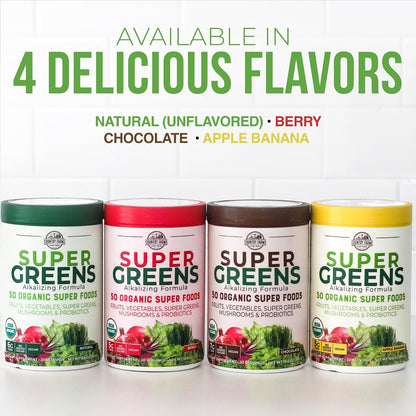 Country Farms Organic Super Greens Powder, Daily Greens Drink Mix with 50 Organic Superfoods, Fruits, Vegetables, Fiber, Mushrooms & Probiotics for Gut Health, Digestion & Energy, Banana Flavor