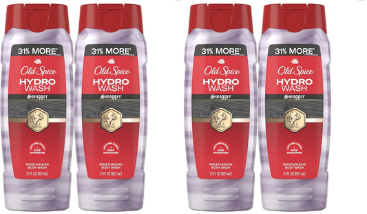 Old Spice Moisturizing Body Wash for Men, Hydro Wash, 2-in-1 Long Lasting Scent & Deep Hydration, 24/7 Shower Fresh, Swagger Scent, 21 oz,2 Count (Pack of 2)
