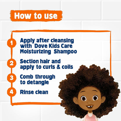 Dove Kids Shampoo & Conditioner Set with Shea Butter & Coconut Oil + 2-in-1 Detangler Spray, “Hair Love” Wavy, Coily, Curly Hair Products for Kids