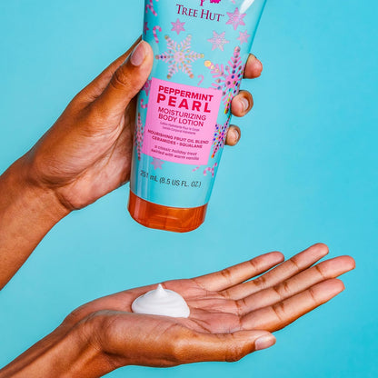 Tree Hut Peppermint Pearl Body Lotion, Limited Edition Holiday, Ceramide and Squalene Formula Helps Protect Skin, Long-lasting Hydration Leaves Skin Feeling Soft & Moisturized, 8.5 fl oz.(Pack of 2)