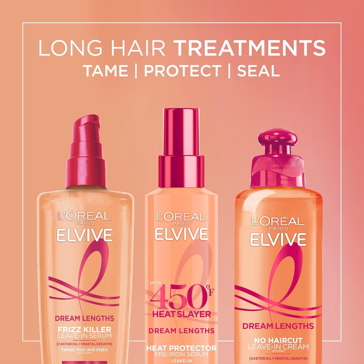 L'Oreal Paris Elvive Dream Lengths Heat Slayer Pre-Iron Spray Leave-In, 4.4 Ounce | 4.4