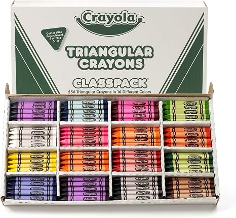Crayola Triangular Crayon Classpack (256ct), 16 Colors, Bulk Toddler Crayons, Teacher Classroom Must Haves, School Supplies, Preschool & Kindergarten | Teacher Classroom Must Haves, School Supplies, Preschool & Kindergarten, Ages 3+