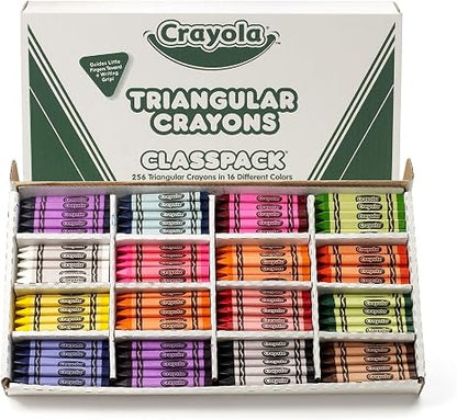 Crayola Triangular Crayon Classpack (256ct), 16 Colors, Bulk Toddler Crayons, Teacher Classroom Must Haves, School Supplies, Preschool & Kindergarten | Teacher Classroom Must Haves, School Supplies, Preschool & Kindergarten, Ages 3+