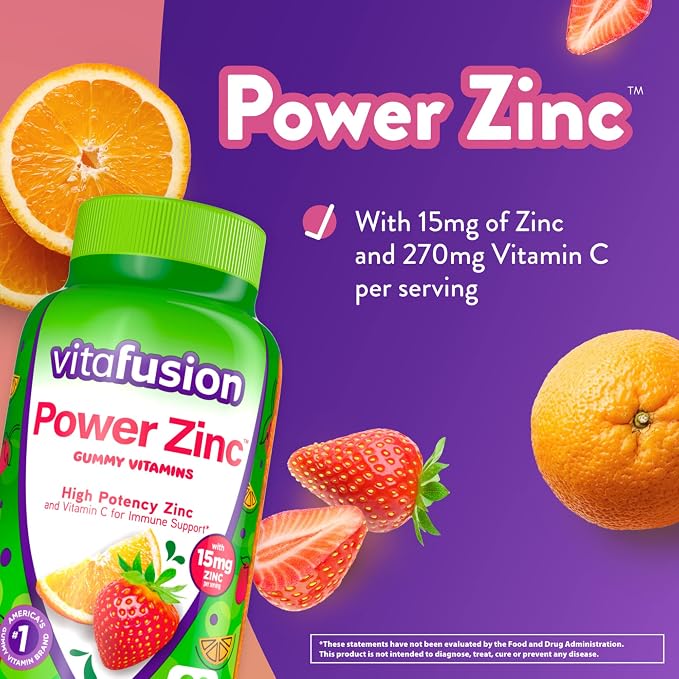 Vitafusion Vitamin B12 140 Count and Power Zinc 90 Count Gummy Vitamin Bundles for Energy Metabolism and Immune Support