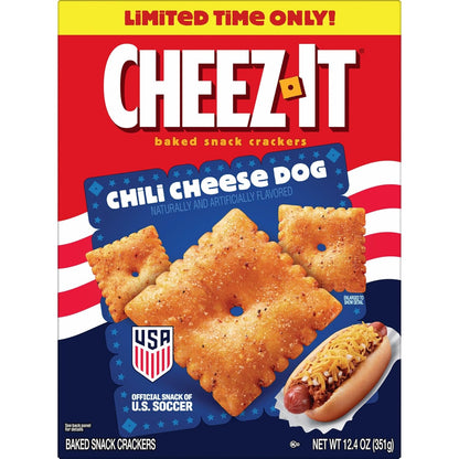 Cheez-It Baked Snack Crackers, U.S. Soccer Sponsor, Chili Cheese Dog, 12.4oz Box (1 Box)