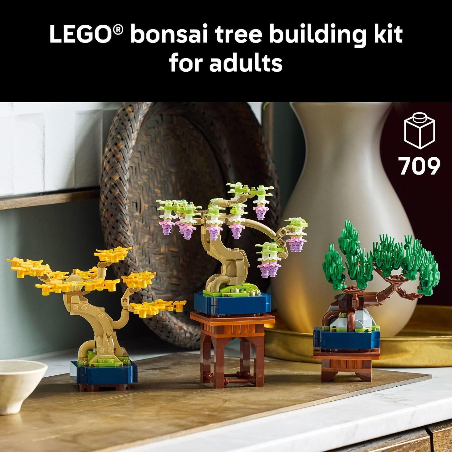 LEGO Botanicals Mini Bonsai Trees 10373 | Back to School Gift for Students & Teachers, Building Set for Adults, Ages 18+, 709 Pieces, Artificial Plant Home Decor