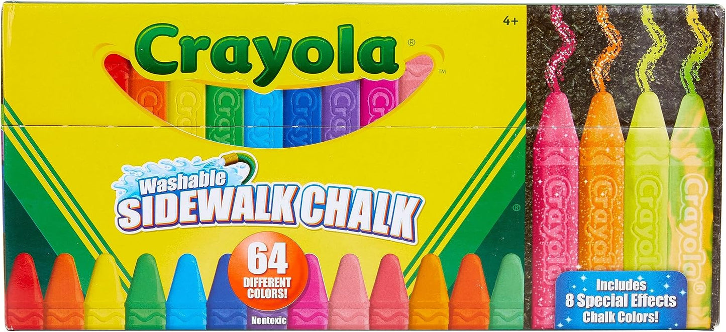 Crayola Ultimate Washable Chalk Collection (64ct), Bulk Outdoor Sidewalk Chalk for Kids, Outdoor Activities & Spring Crafts, Gifts for Kids