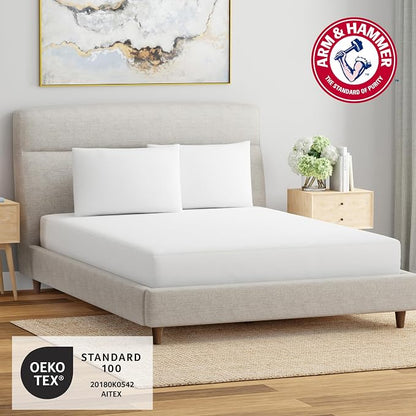 Arm & Hammer Soft Terry Mattress Protector, Waterproof, White, Full