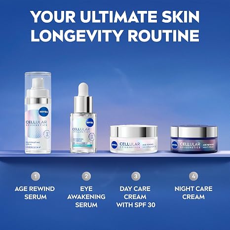 NIVEA Cellular Epigenetics Age Rewind Face Serum with Epicelline – Advanced Anti-Age Face Serum, 30 ml – Hydrating & Firming Formula for Smoother, More Youthful-Looking Skin