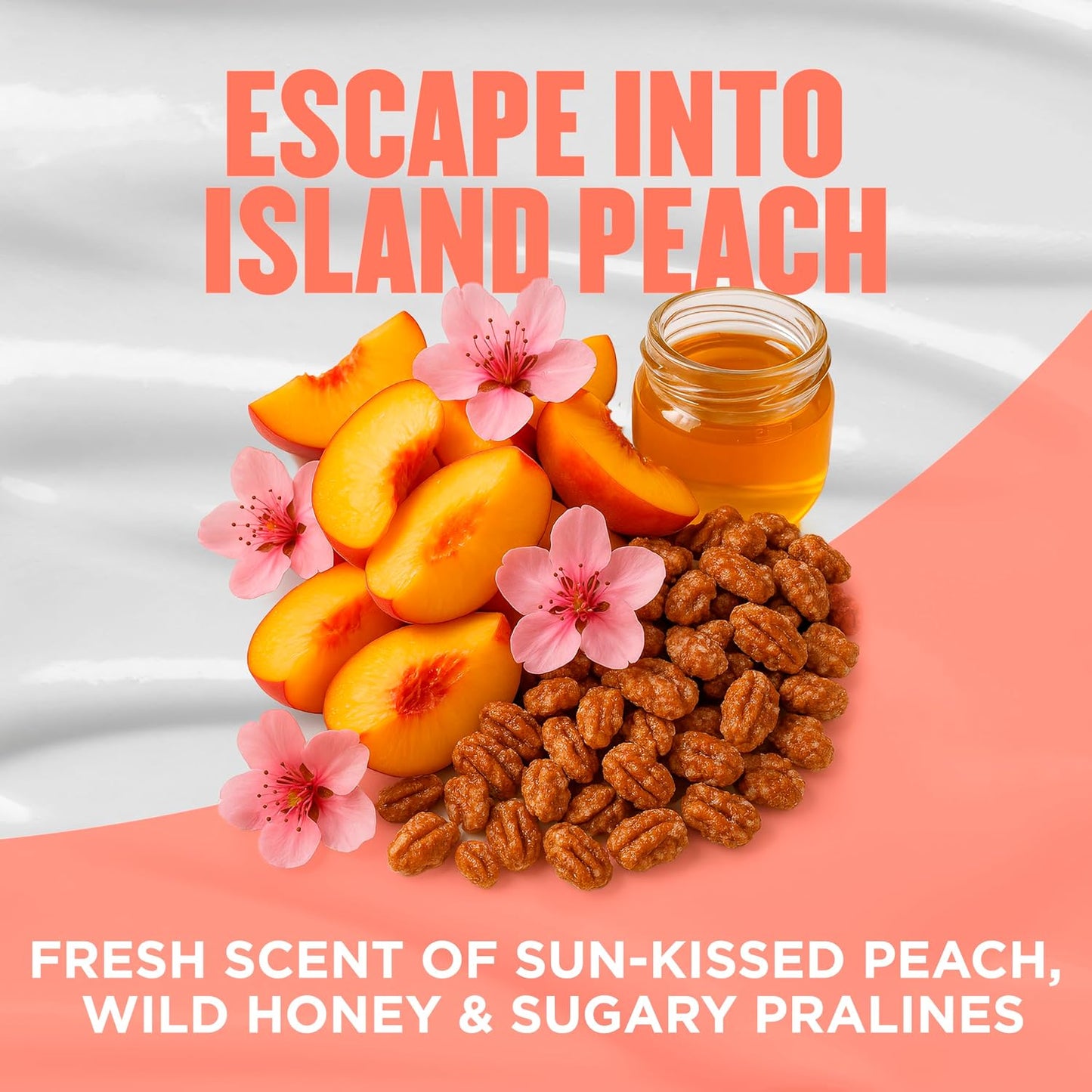 Gold Bond Island Peach Smoothing Silk Cream, Juicy Peach Scent, 24-Hour Hydrating Body Lotion with Vitamin C, Vitamin E, and Jojoba Oil, 14 oz.