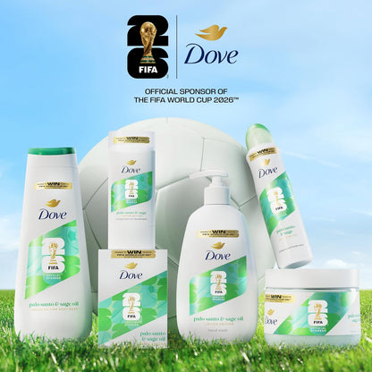 Dove FIFA Beauty Bar Soap 6 Count, Palo Santo & Sage Oil, 3.75 oz I Limited edition moisturizing beauty bar with Palo Santo and Sage Oil for soft, smooth skin