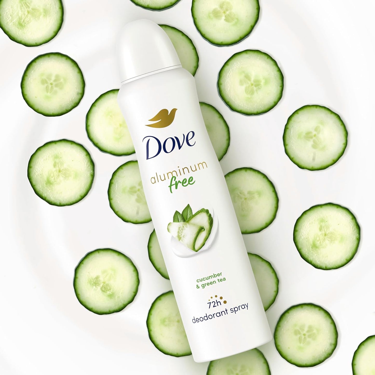Dove Aluminum Free Deodorant Spray for Women 3 Count Cucumber & Green Tea 72 hour odor protection 4 oz