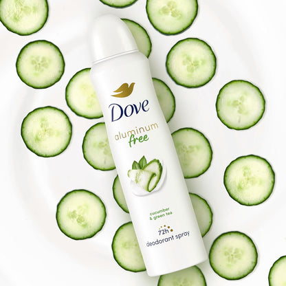 Dove Aluminum Free Deodorant Spray for Women 3 Count Cucumber & Green Tea 72 hour odor protection 4 oz
