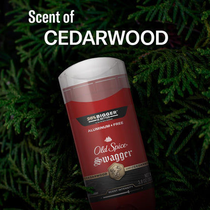 Old Spice Aluminum Free Deodorant for Men, 24/7 Protection to Eliminate Odors, 24/7 Freshness & Lasting Scent, Swagger with Lime & Cedarwood Scent, 3.8 oz