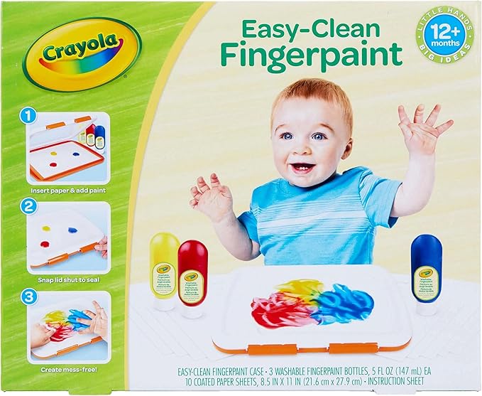 Crayola Mess Free Finger Painting Station – Washable Finger Paint for Toddlers, Spring Arts & Crafts Set, Sensory Activity, Travel Toy, Ages 1+